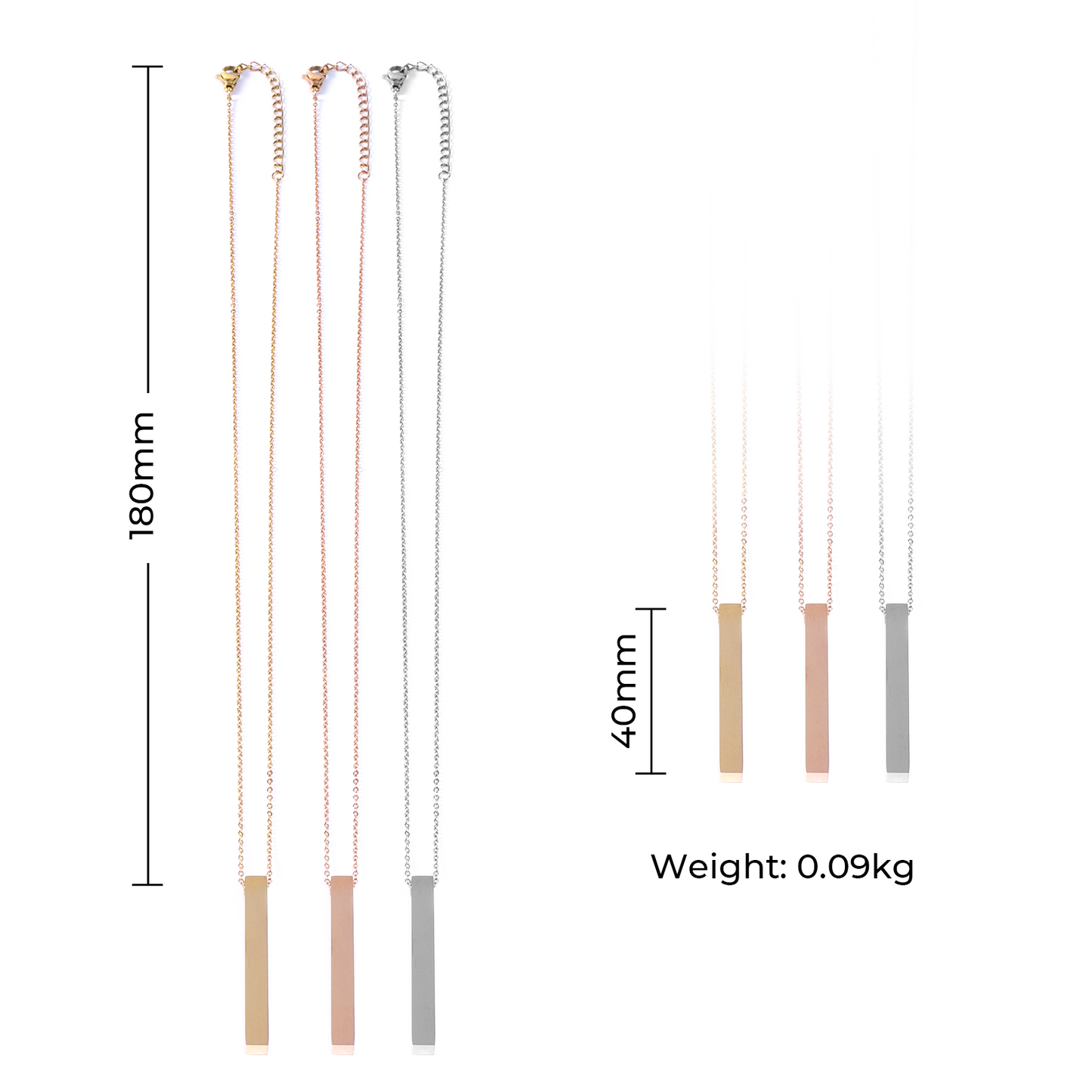 Stainless Steel Vertical Bar Necklace (6pcs)