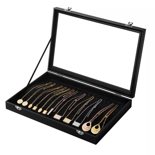 Velvet Necklace Organizer with Tray (20 Hooks)