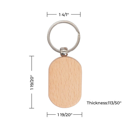 Rounded Rectangle Wooden Keychain (10pcs)