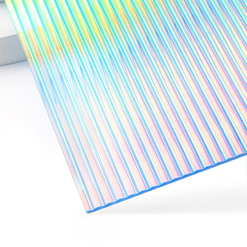 1/8" Iridescent Blue Striped Transparent Acrylic Plexiglass (3pcs)